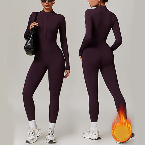 Warm Zipper Long-sleeved Jumpsuit - LiftEra Fitness