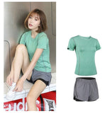 Short-sleeved Tops Running Sports Outdoor Fitness Clothes Two-piece Women's - LiftEra Fitness