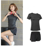 Short-sleeved Tops Running Sports Outdoor Fitness Clothes Two-piece Women's - LiftEra Fitness