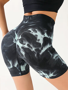 3 Pack Tie-dye High-waisted Butt-lifting Women's Sports Yoga Shorts - LiftEra Fitness