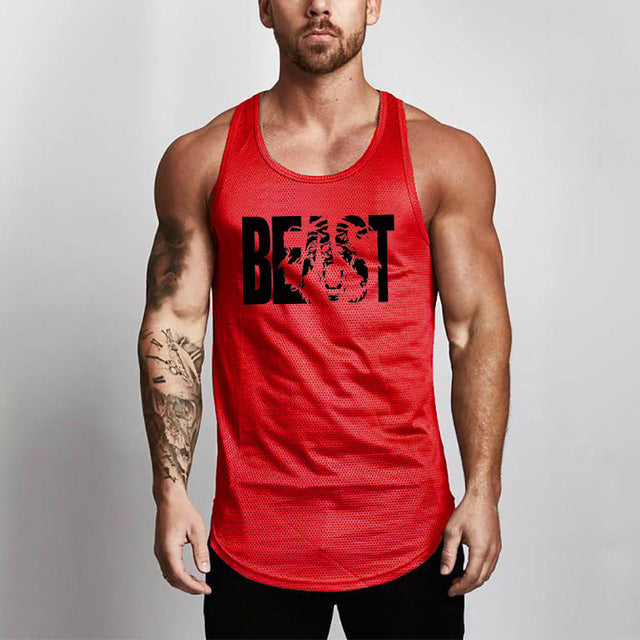 Fitness Men Shirt Slim Fit Vests Mesh Singlets Muscle Tops - LiftEra Fitness