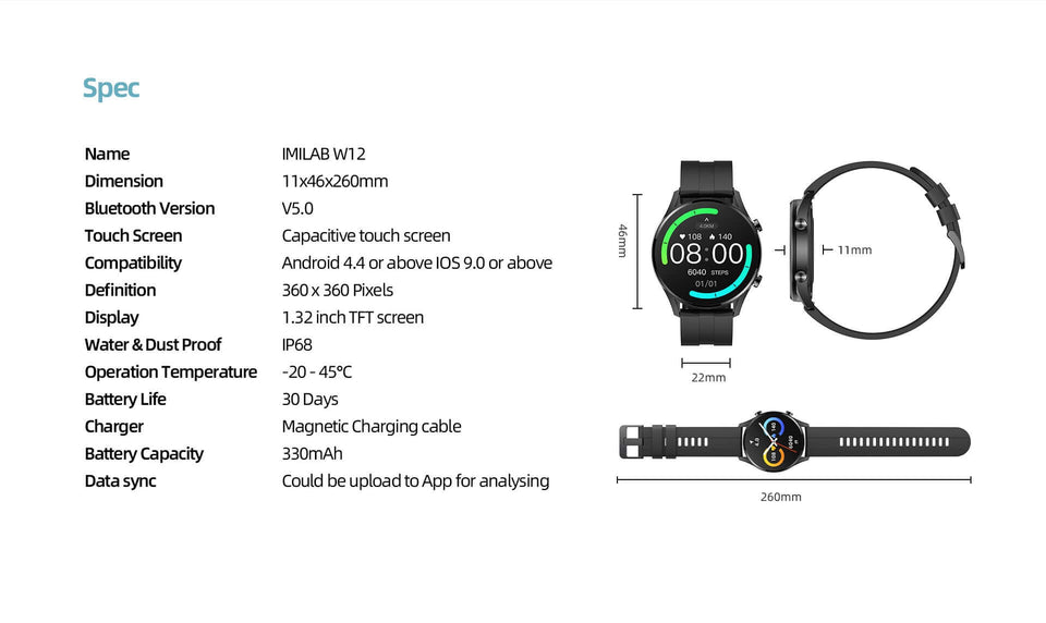 IMILAB W12 Smart Watch - LiftEra Fitness